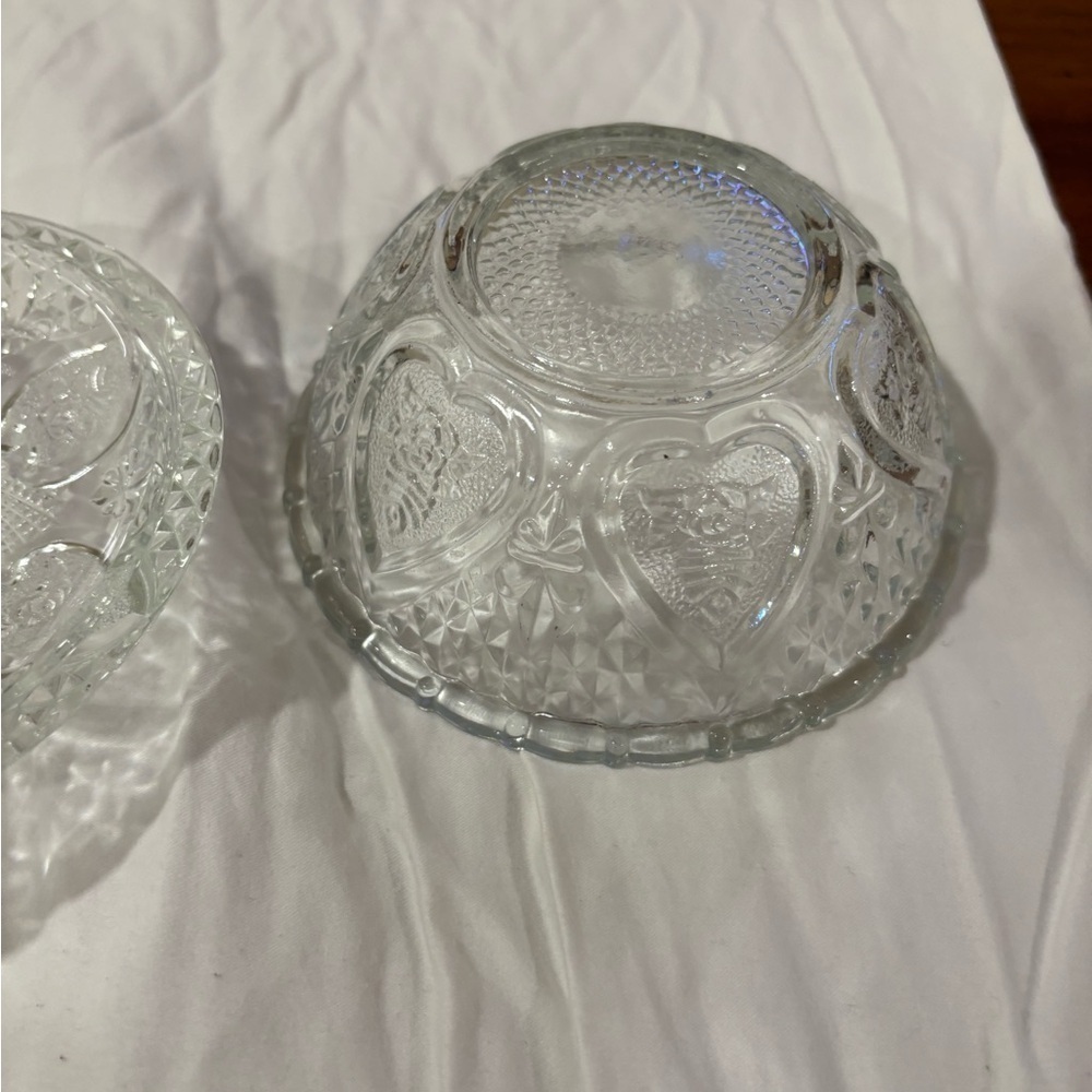 Antique Manganese Glass Candy Dish With Lid Clear Heart With Ribbons Pattern KIG - Picture 5 of 6